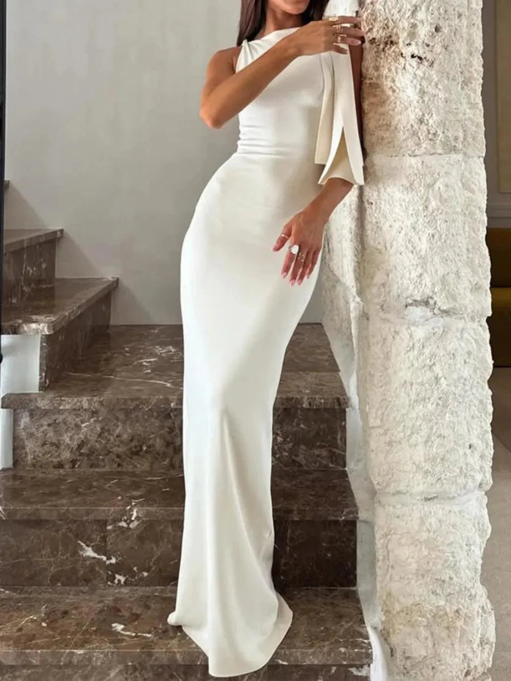 Lynn Asymmetric Tie Detail Maxi Dress