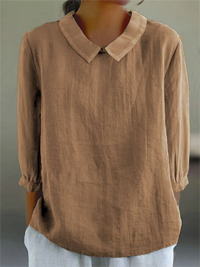 Cotton and Linen 3/4 Sleeve Shirt