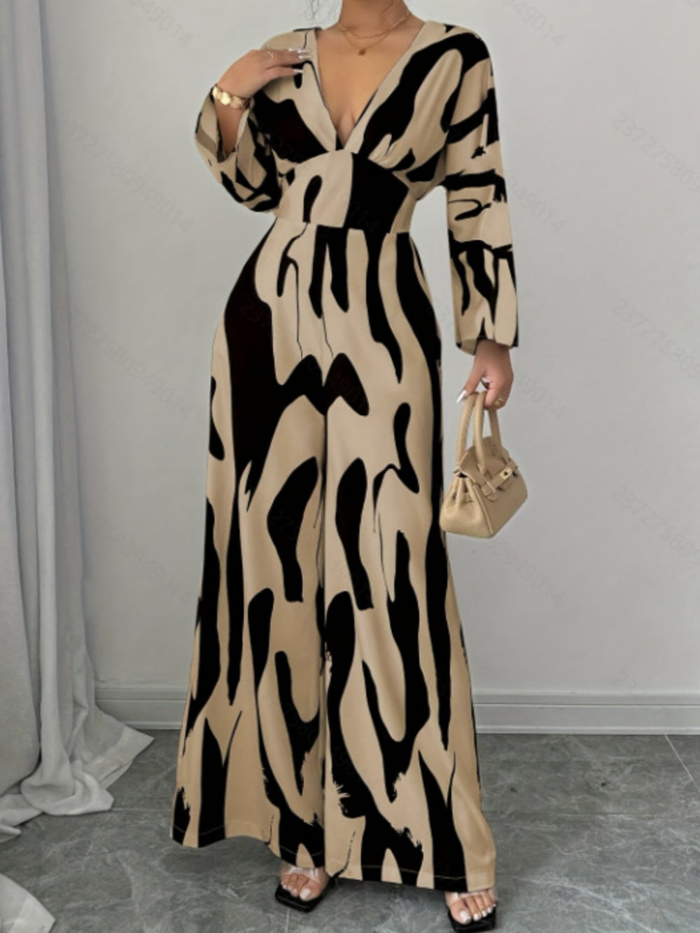 Elegant Abstract Pattern Casual Fashion Jumpsuit