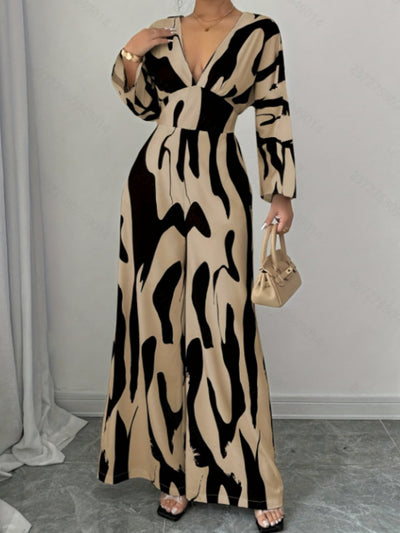 Elegant Abstract Pattern Casual Fashion Jumpsuit
