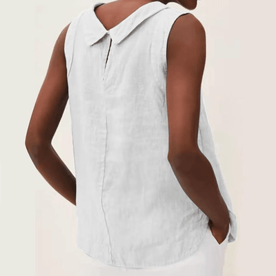 Linen Short-sleeved Blouse With A Round Neck