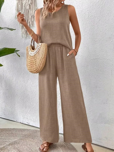 Solid color back hollow lace set