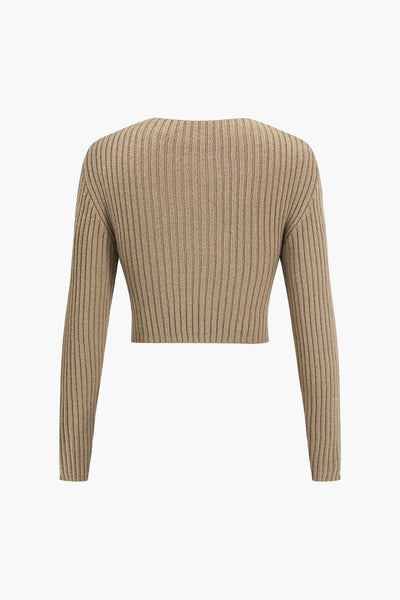 Crossover sweater with long sleeves