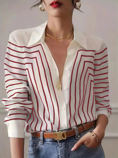 Autumn women's striped long-sleeved shirt