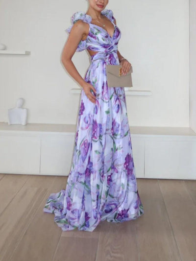 Backless printed maxi dress
