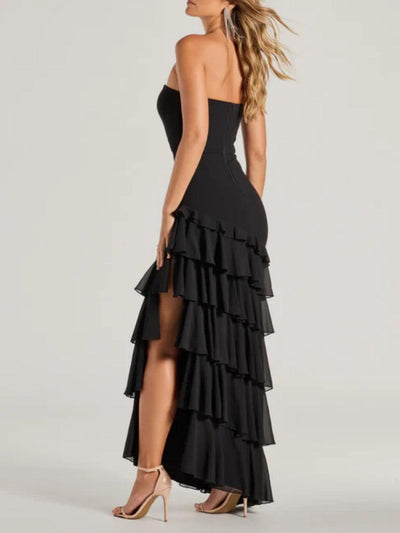 Shianne Strapless Chiffon Ruffled A-Line Formal Dress