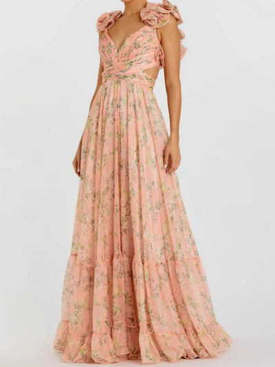 Backless printed maxi dress