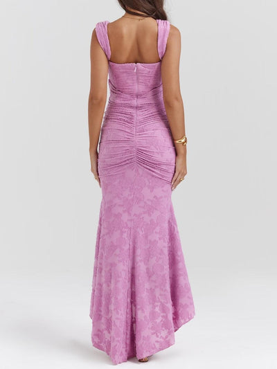 Taro powder bell floral maxi dress