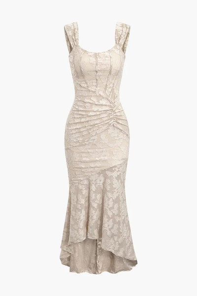 White bell floral maxi dress