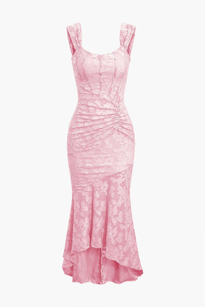 Light Pink bell floral maxi dress