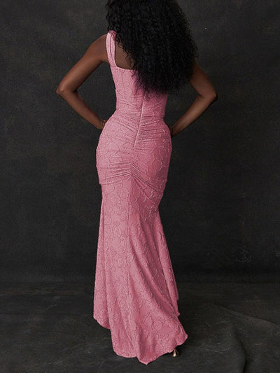 Light Pink bell floral maxi dress