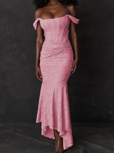 Light Pink bell floral maxi dress