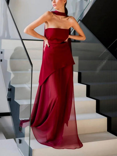 Strapless one shoulder sleeveless dress