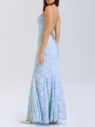 Tie-back fishtail maxi dress