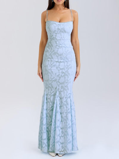 Tie-back fishtail maxi dress