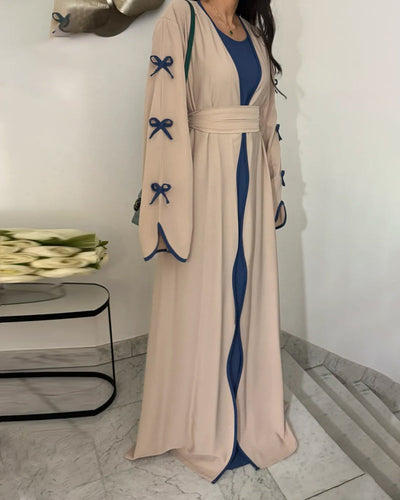 Elegant Bow Cardigan & Dress Two-Piece Set