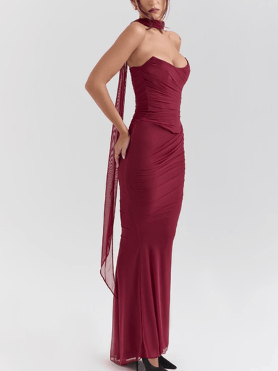 Cabernet strapless corset with neck scarf