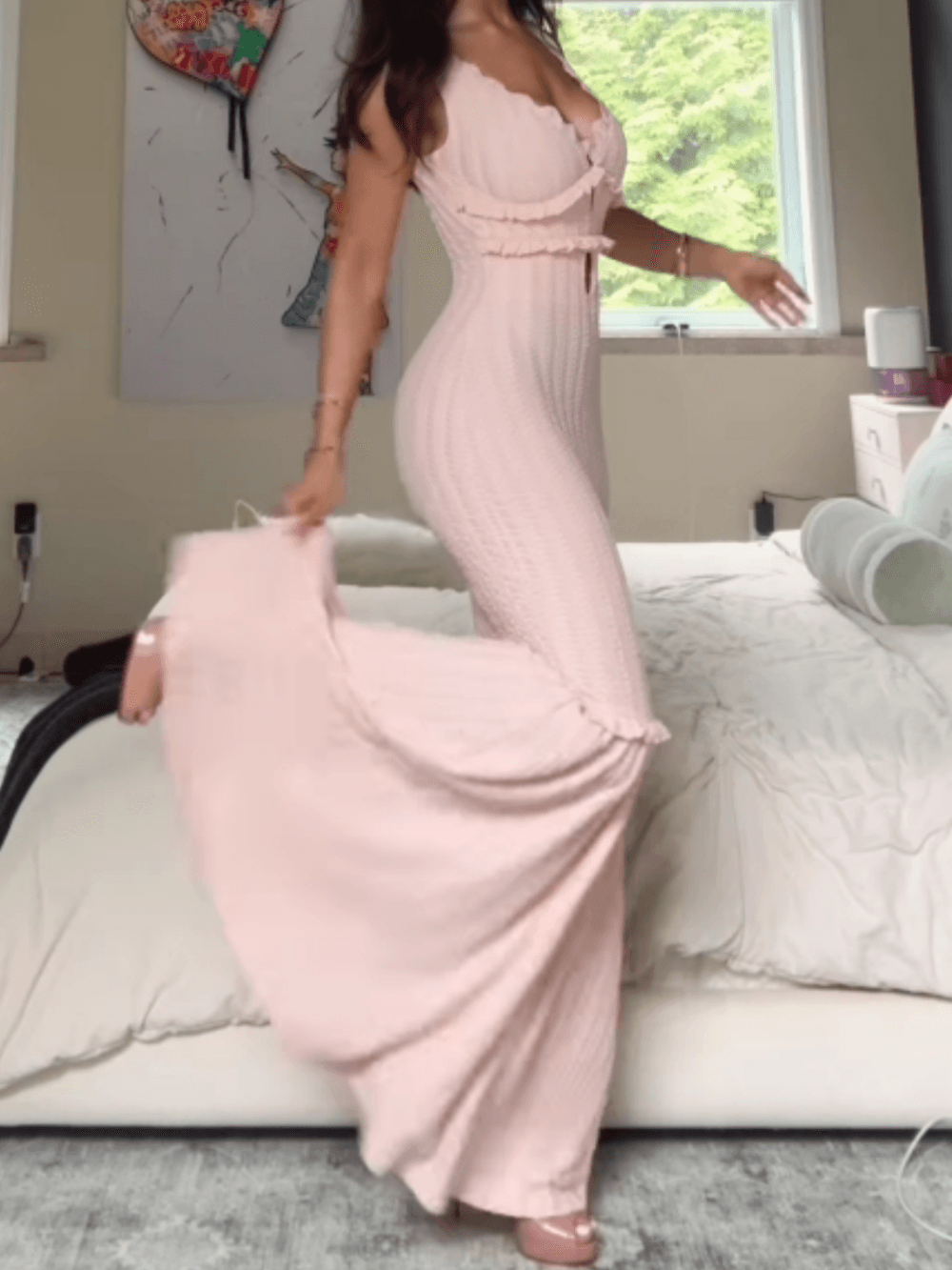 Off-Shoulder Ruffle Detail Dress