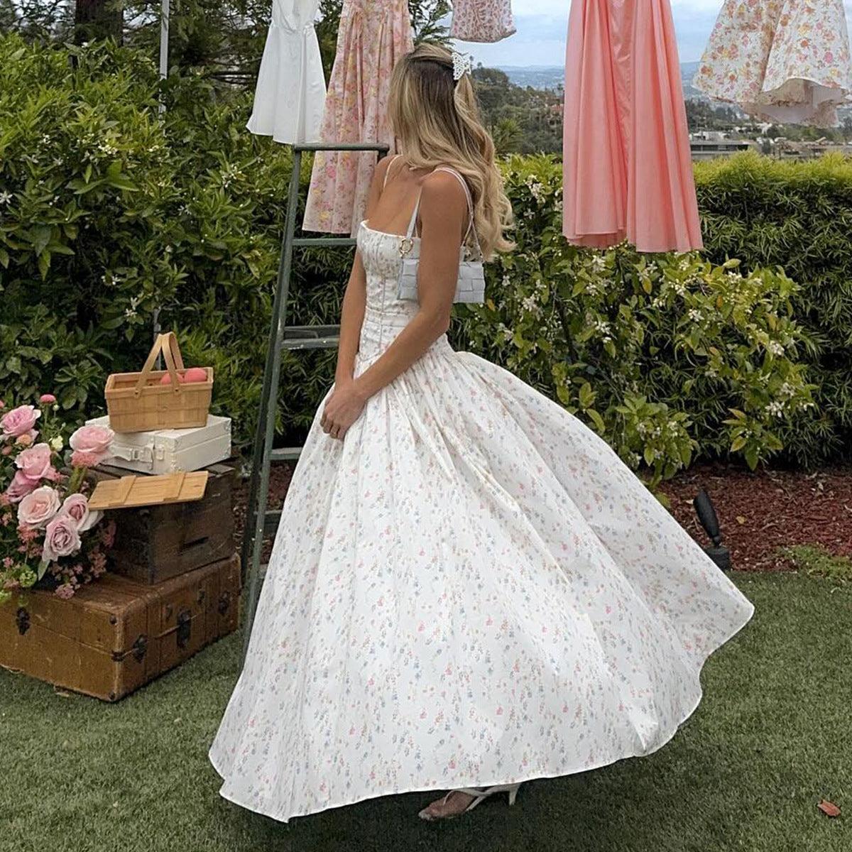 Printed fitted camisole midi dress