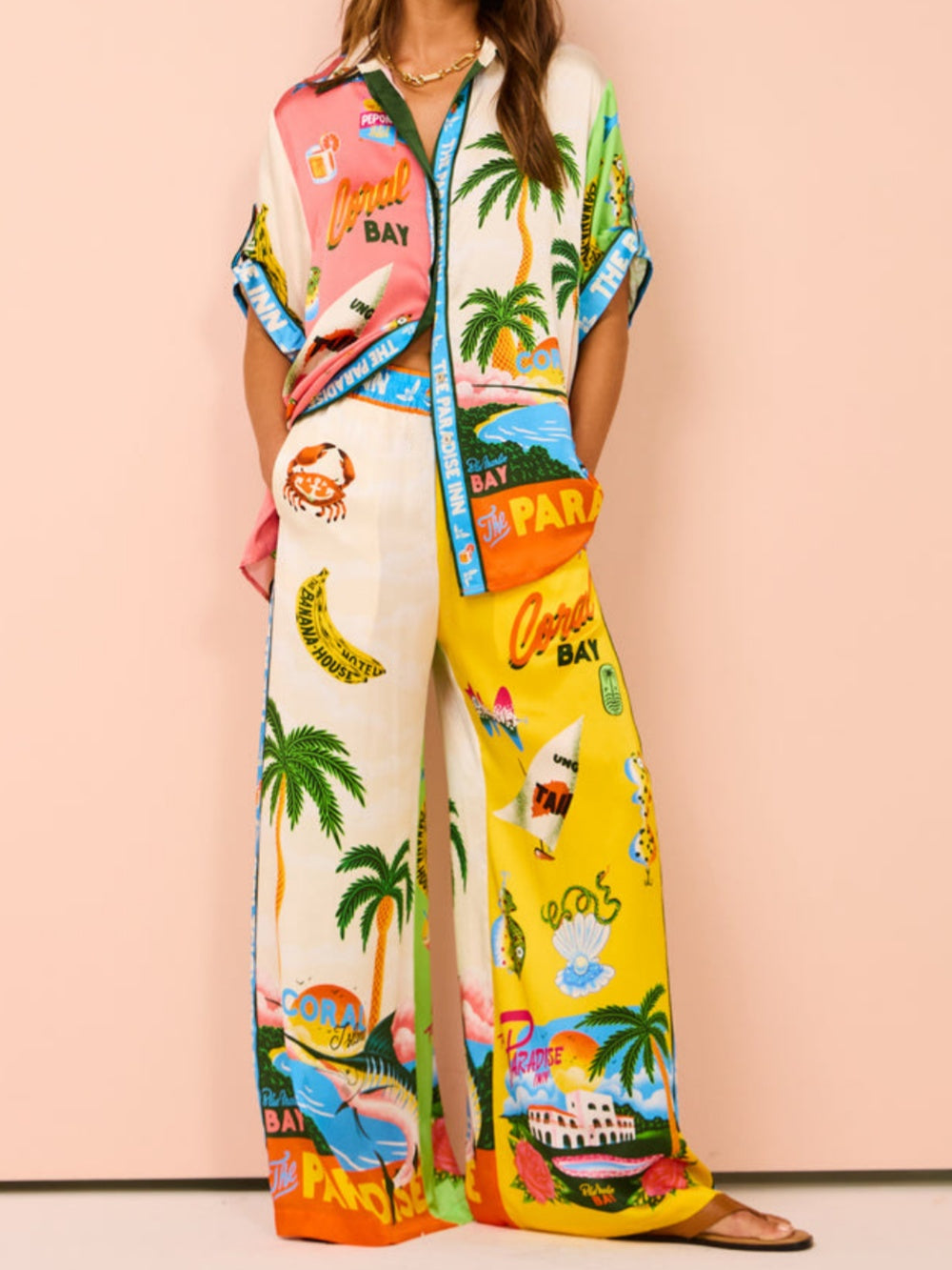 Summer Casual Loose Vacation Printed Two-piece Set