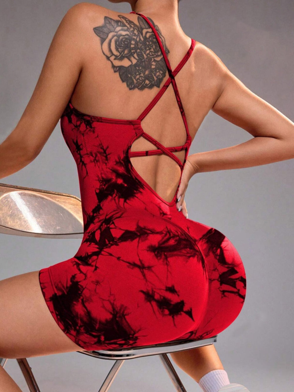 Marble Print Quick-Drying Yoga Bodysuit