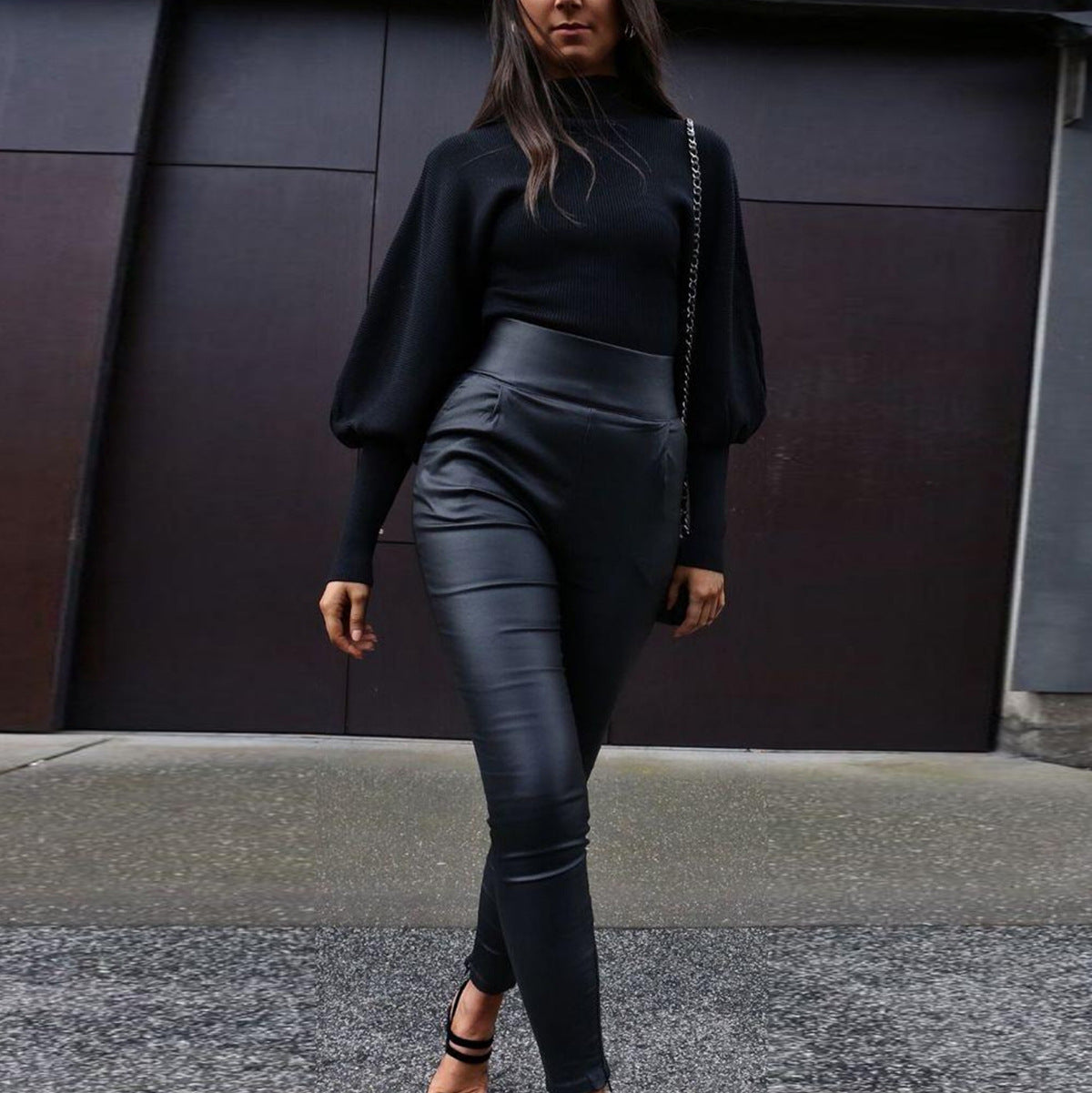 Casual Balloon Sleeve Turtleneck Sweater