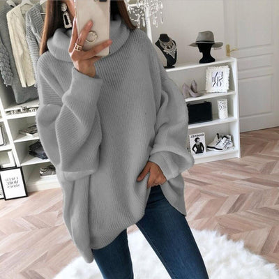 Turtleneck Knit Pile Collar Loose Sweater
