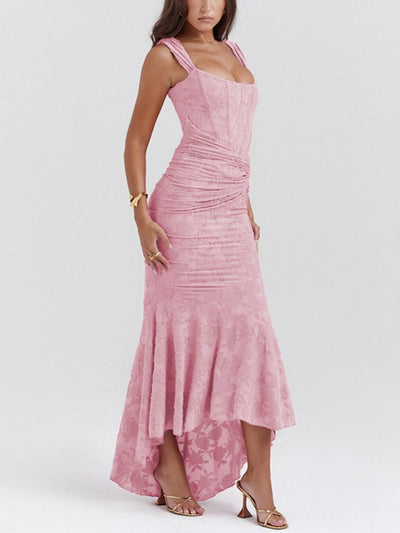 Light Pink bell floral maxi dress