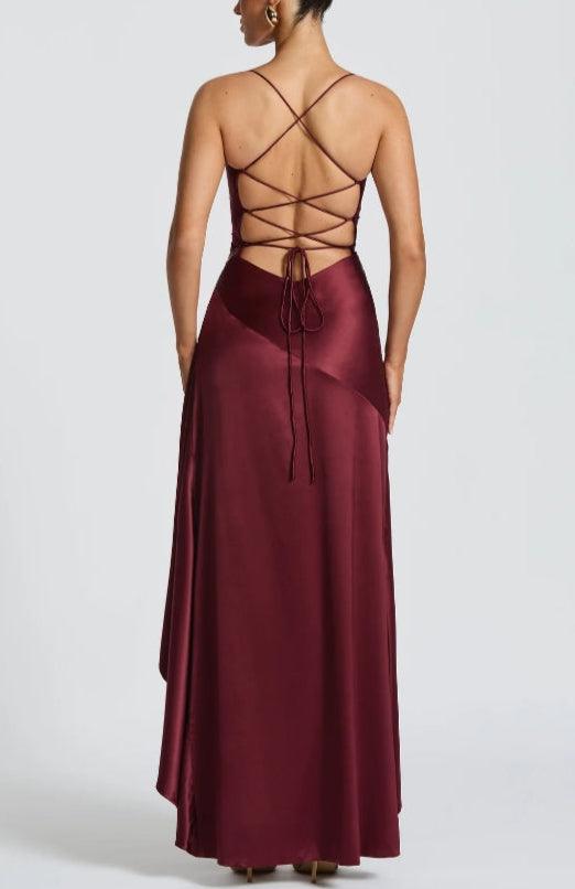 Halter Backless Ruffled Maxi Dress