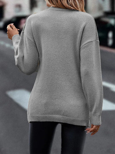 V-Neck Cross Jacquard Slim Fit Casual Sweater