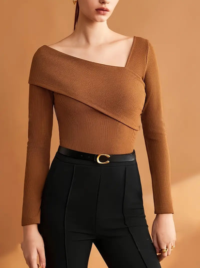 Long sleeve top Chic asymmetrical neckline