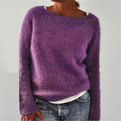 Casual Solid Color Soft Crew-neck Sweater