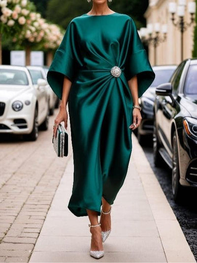 Luxe Shimmer Satin Long Dress
