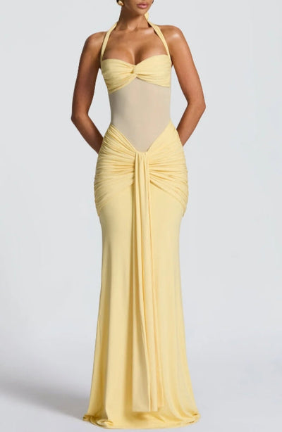 Strapless Lace-up Maxi Dress