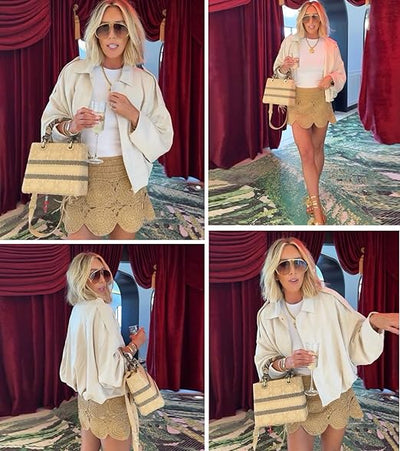 Womens Suede Lapel Pilot Cropped Jacket