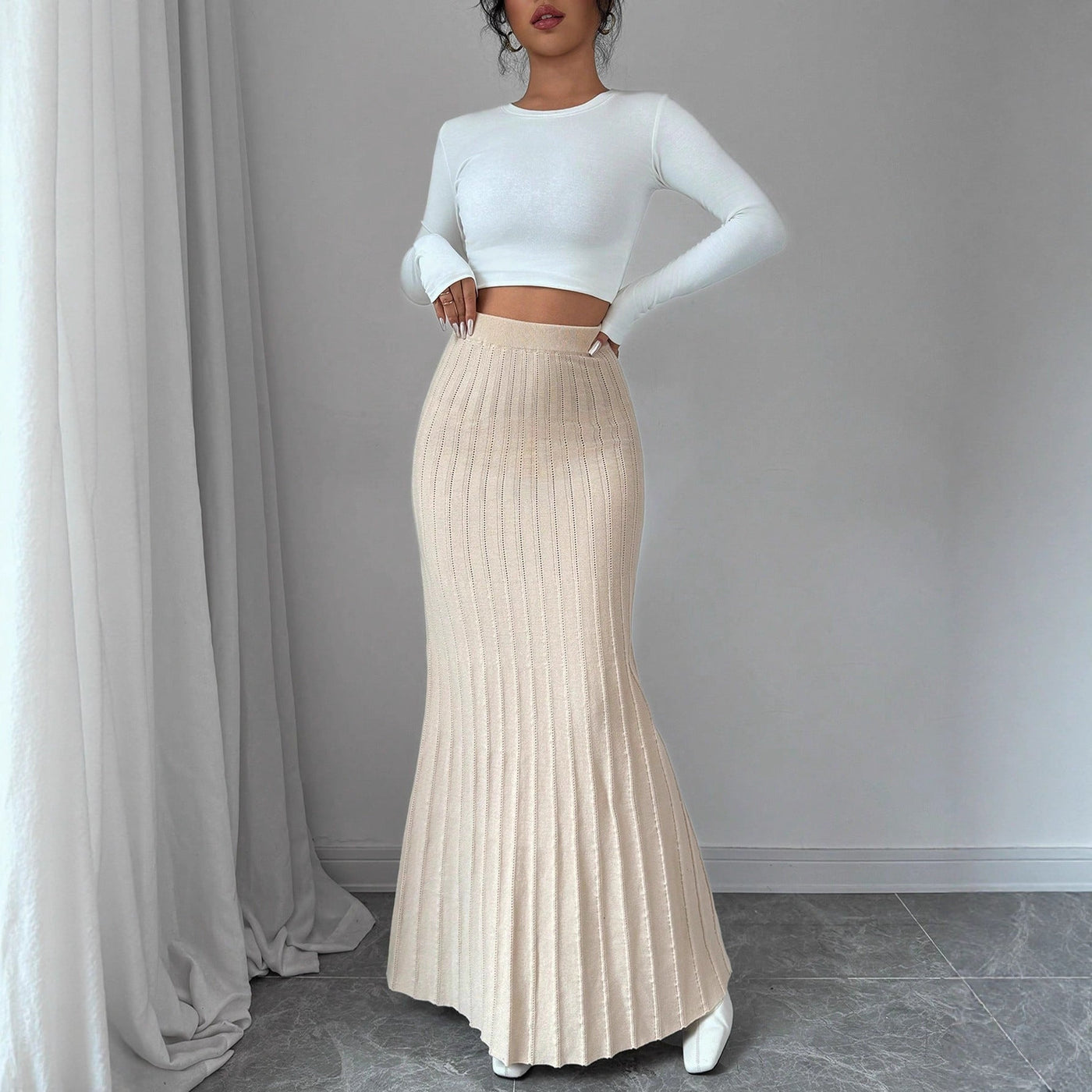 Pleated Fishtail Skirt