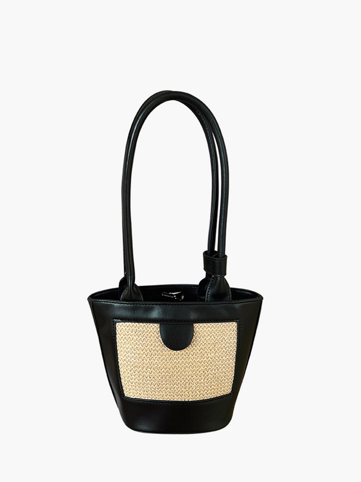 Two-Tone Woven Panel Tote Bag