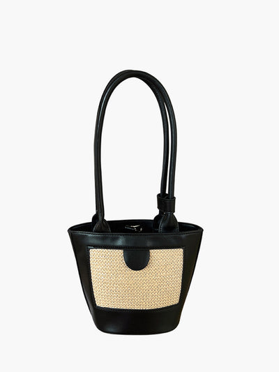 Two-Tone Woven Panel Tote Bag