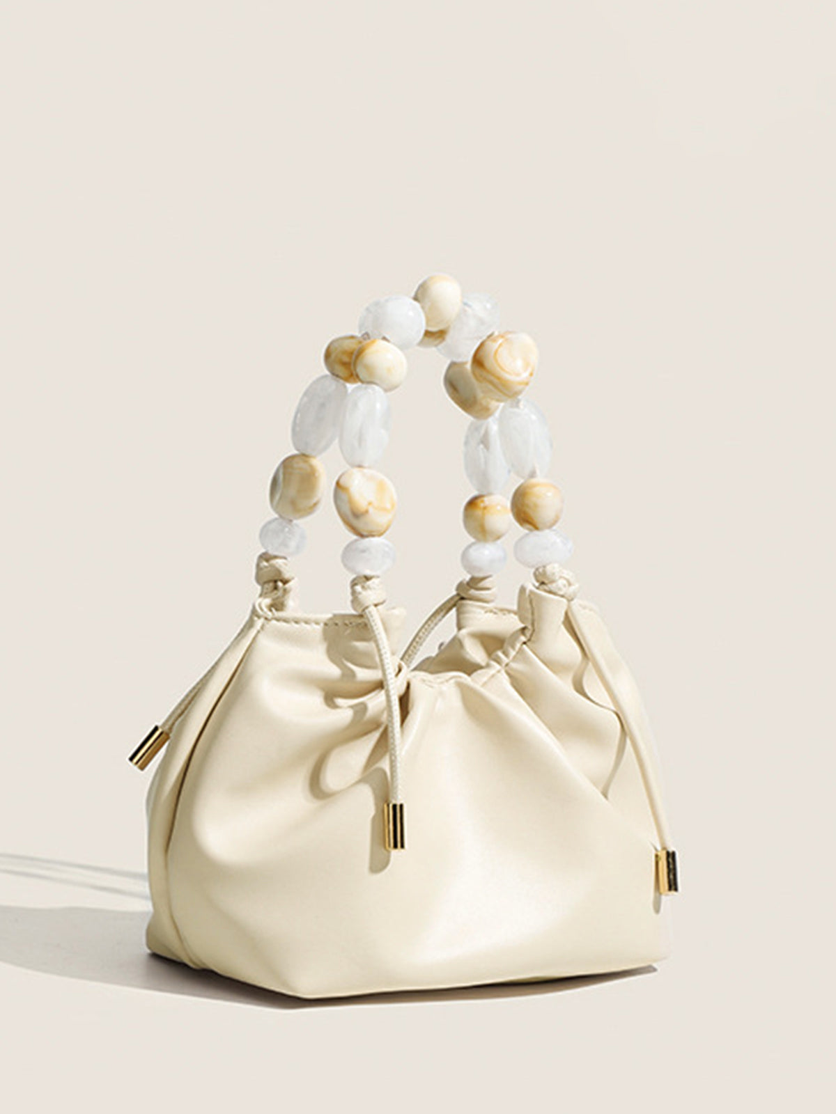 Pastel Beaded Handle Hobo Bag