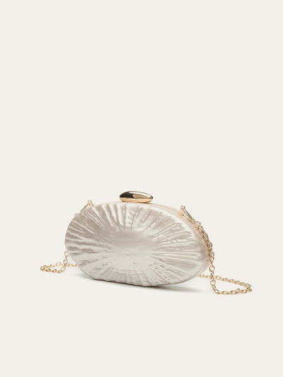 Pearl Texture Clutch With Gold Chain