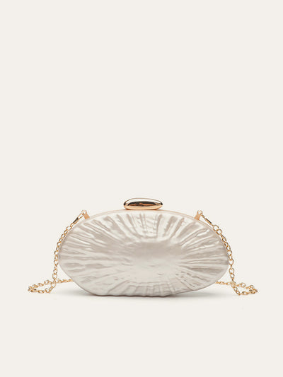 Pearl Texture Clutch With Gold Chain