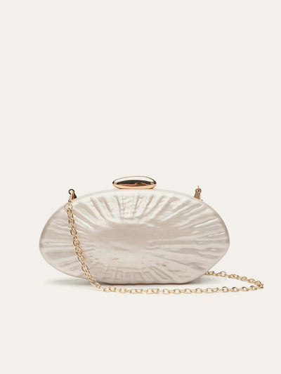Pearl Texture Clutch With Gold Chain