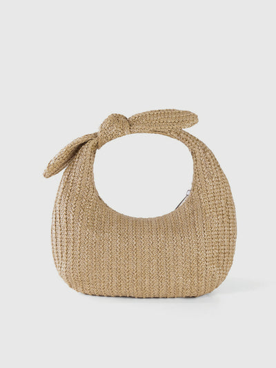 Knot Detail Straw Bag