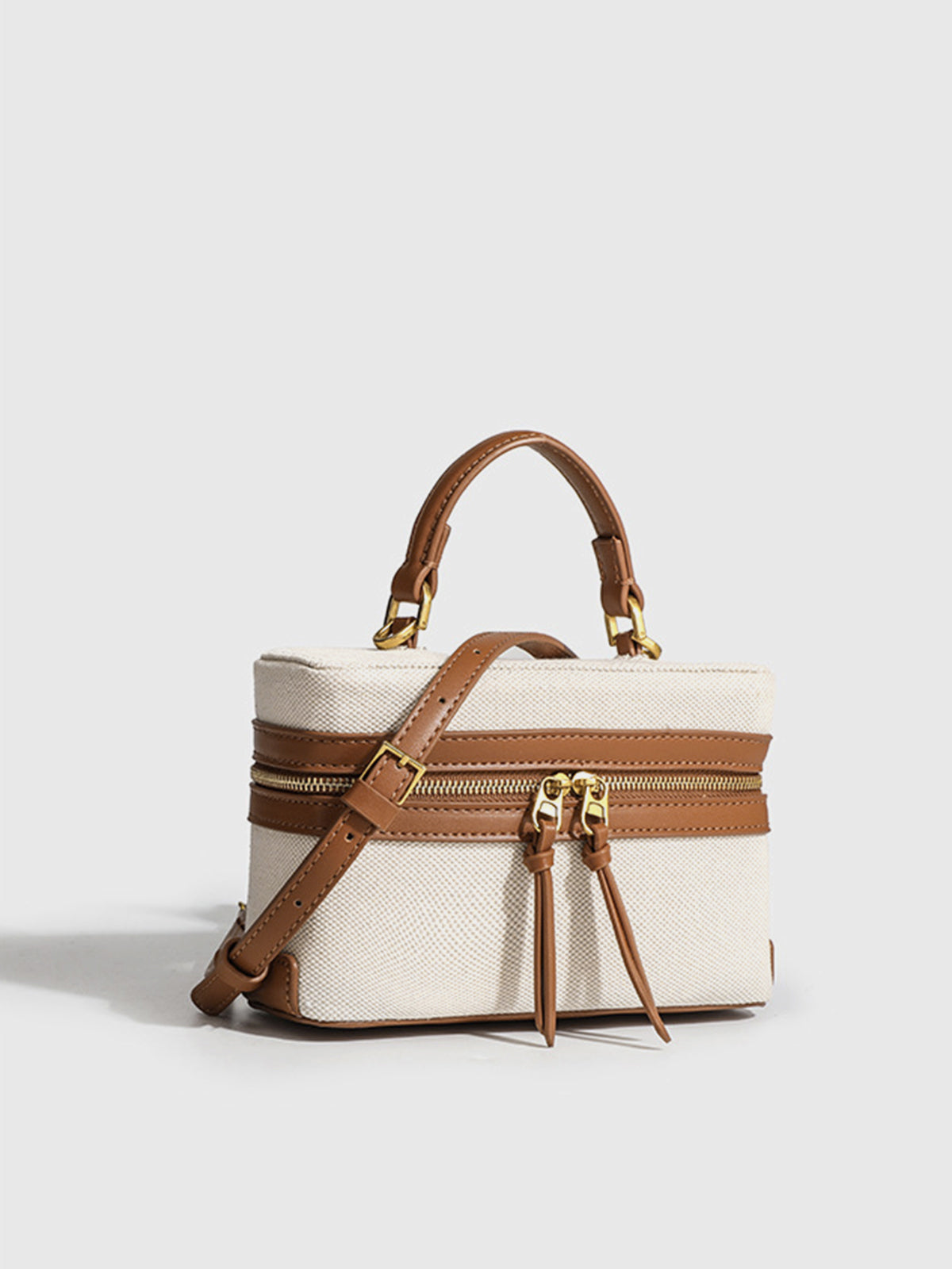 Dual-Tone Zippered Crossbody Bag