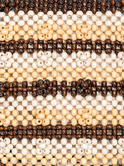 Striped Wooden Beaded Tote Bag