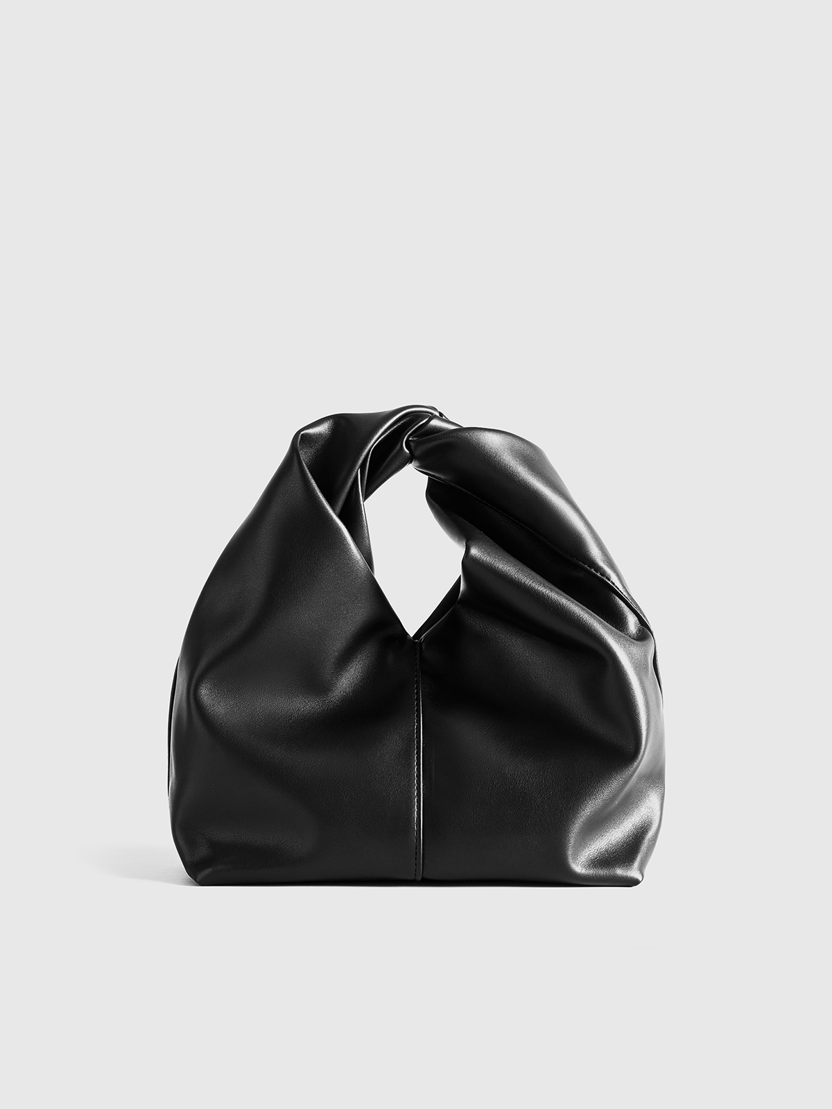 PU Leather Handbag with Twisted Top Handle