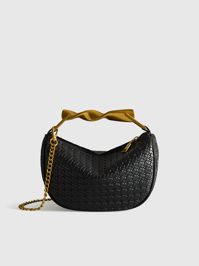 Textured PU Leather Bag with Chain Strap