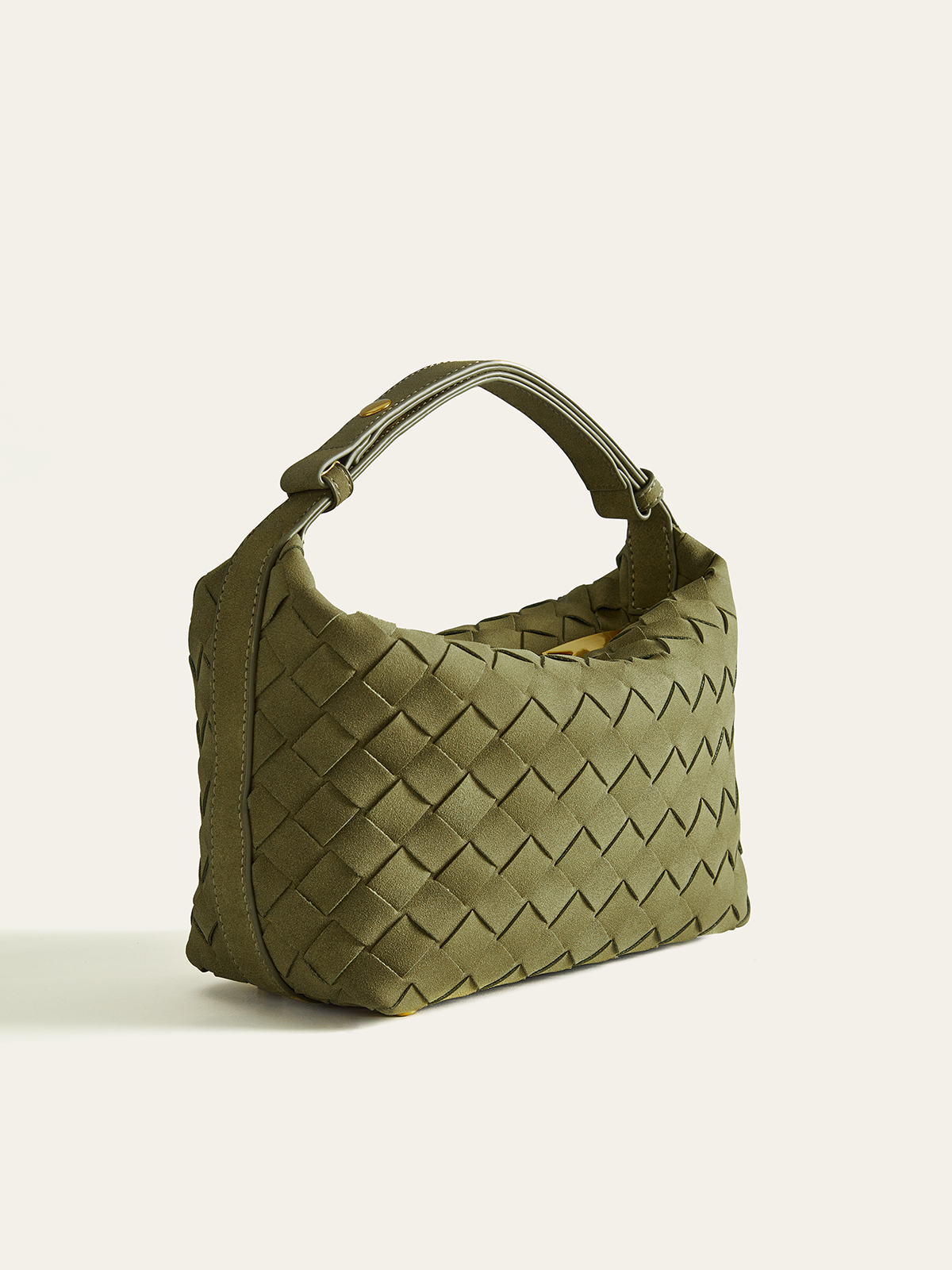 Woven PU Leather Top-Handle Bag