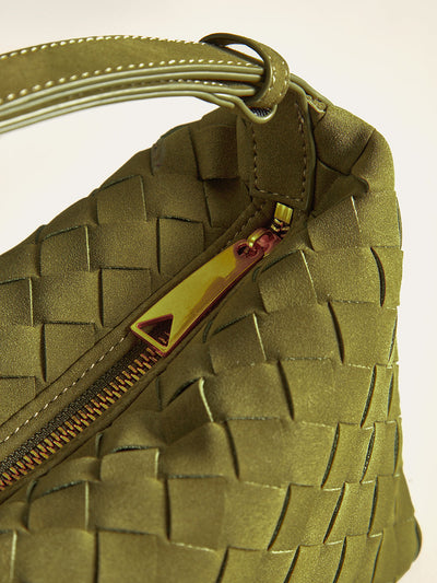 Woven PU Leather Top-Handle Bag