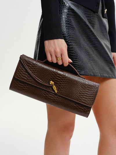 Crocodile Embossed PU Leather Bag
